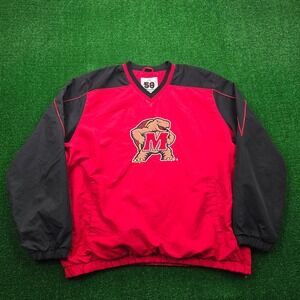 Maryland Terrapins Windbreaker Jacket Mens XL Red Black Vintage Pullover Logo